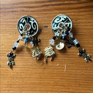 Gold and Black Dangle Earrings